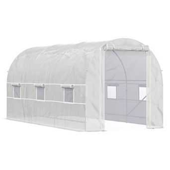 Outsunny Walk-in Tunnel Greenhouse, Roll Up Door, 14.6ftx6.6'x6.6'