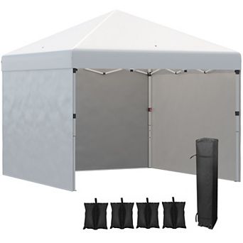 Outsunny 10ft x 10' Pop Up Canopy with 3 Sidewalls and Carry Bag