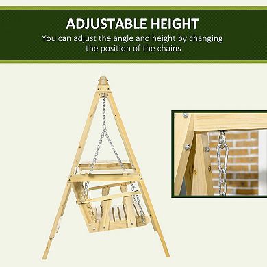 Outsunny 2-Seat Patio Swing Chair, Porch Swing with Stand Natural