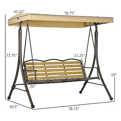 Outsunny 3-Seat Porch Swing with Canopy Outdoor Swing w/ Cushion