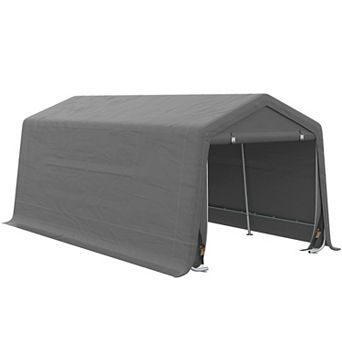 Outsunny 20' x 10' Carport Portable Garage, Heavy Duty Storage Tent, Patio Storage Shelter w/ Anti-UV PE Cover and Double Zipper Doors, for Motorcycle Bike Garden Tools
