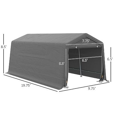 Outsunny 20' x 10' Carport Portable Garage, Heavy Duty Storage Tent, Patio Storage Shelter w/ Anti-UV PE Cover and Double Zipper Doors, for Motorcycle Bike Garden Tools