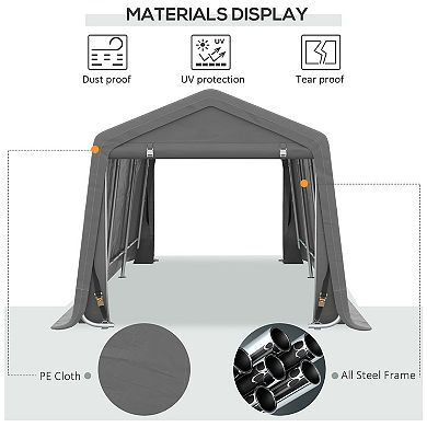 Outsunny 20' x 10' Carport Portable Garage, Heavy Duty Storage Tent, Patio Storage Shelter w/ Anti-UV PE Cover and Double Zipper Doors, for Motorcycle Bike Garden Tools