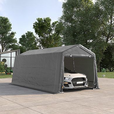 Outsunny 20' x 10' Carport Portable Garage, Heavy Duty Storage Tent, Patio Storage Shelter w/ Anti-UV PE Cover and Double Zipper Doors, for Motorcycle Bike Garden Tools