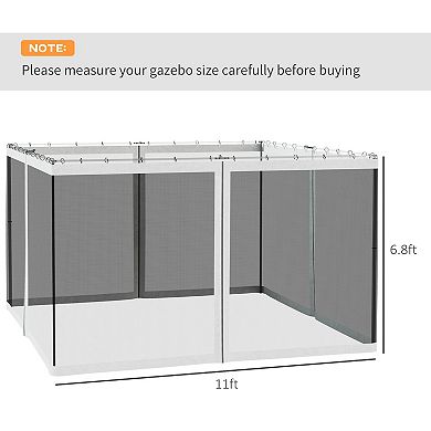 Outsunny 10' x 12' Universal Replacement Mesh Sidewall Netting for Patio Gazebos and Canopy Tents with Zippers, (Sidewall Only) White