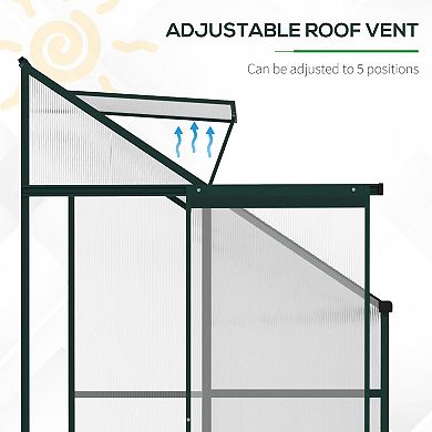 Outsunny Walk-In Garden Greenhouse Aluminum Polycarbonate with Roof ...