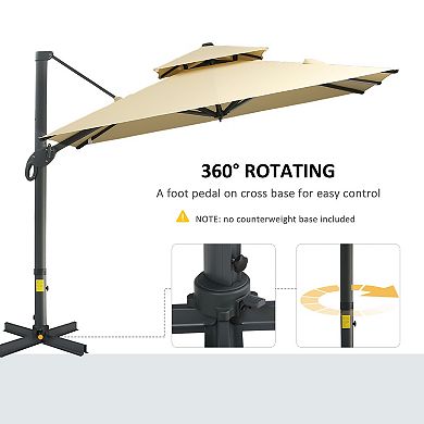 Outsunny 10ft Offset Patio Umbrella with Cross-Base, Rotate, Tilt