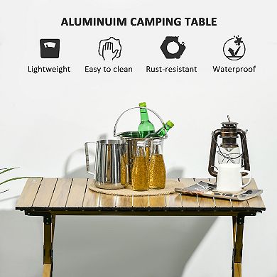 Outsunny 3ft Folding Aluminum Camping Table Portable Table With Carry Bag