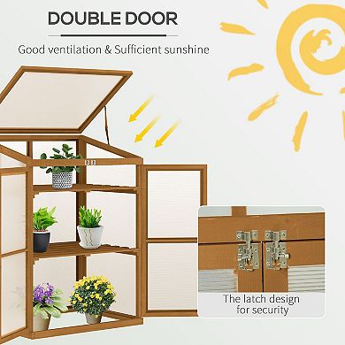 Wooden Cold Frame Greenhouse Planter Box, Herb, Flowers, Vegetable Gardening