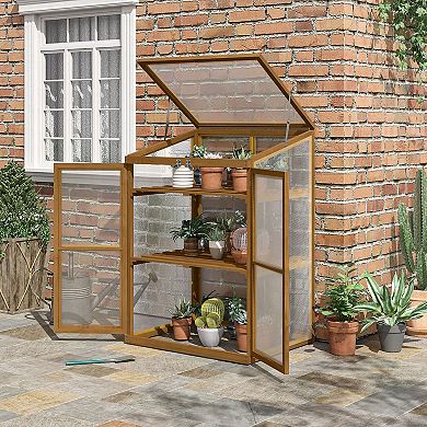 Wooden Cold Frame Greenhouse Planter Box, Herb, Flowers, Vegetable Gardening