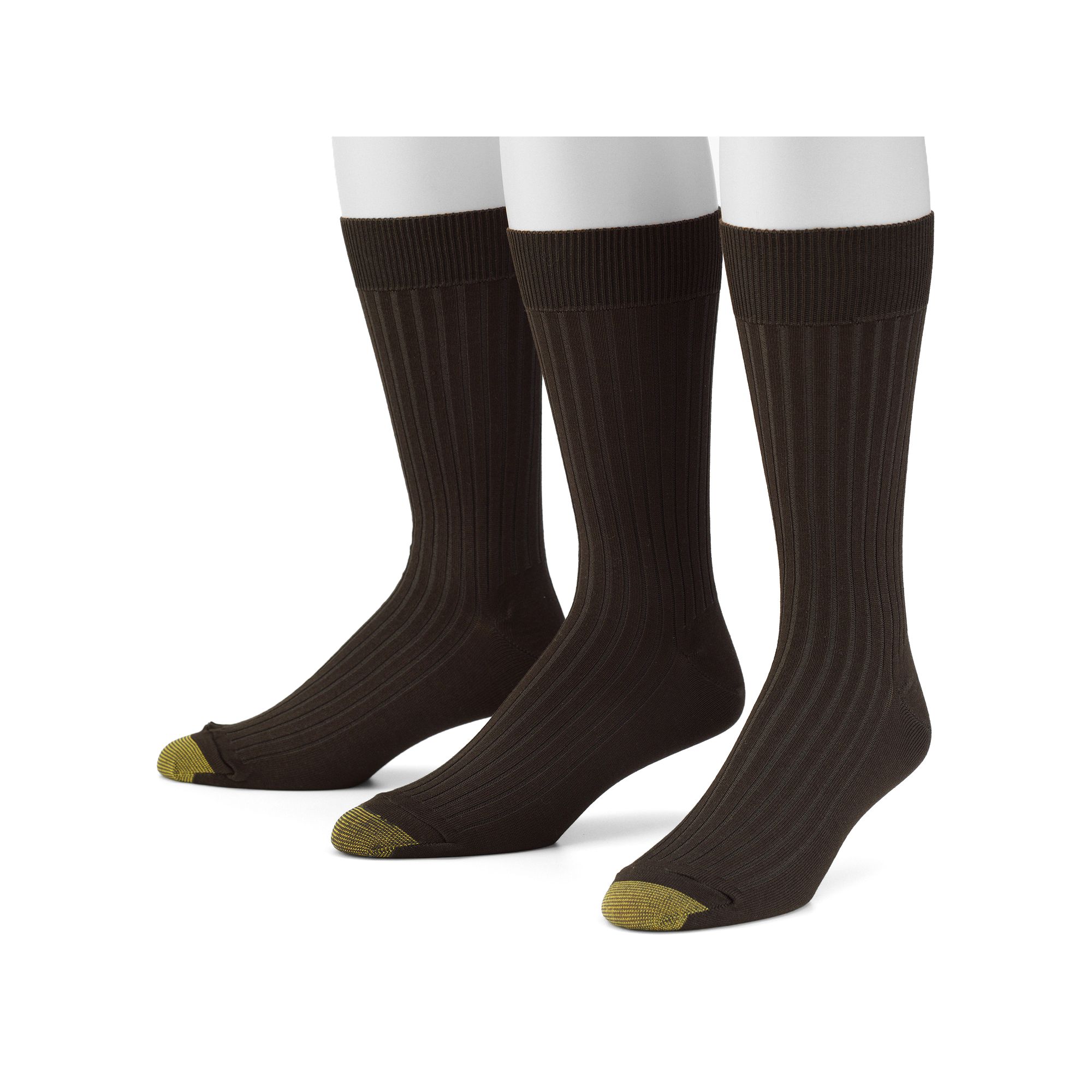 Mens GOLDTOE® 3-pack Canterbury Crew Socks, Size: 6-12, Brown