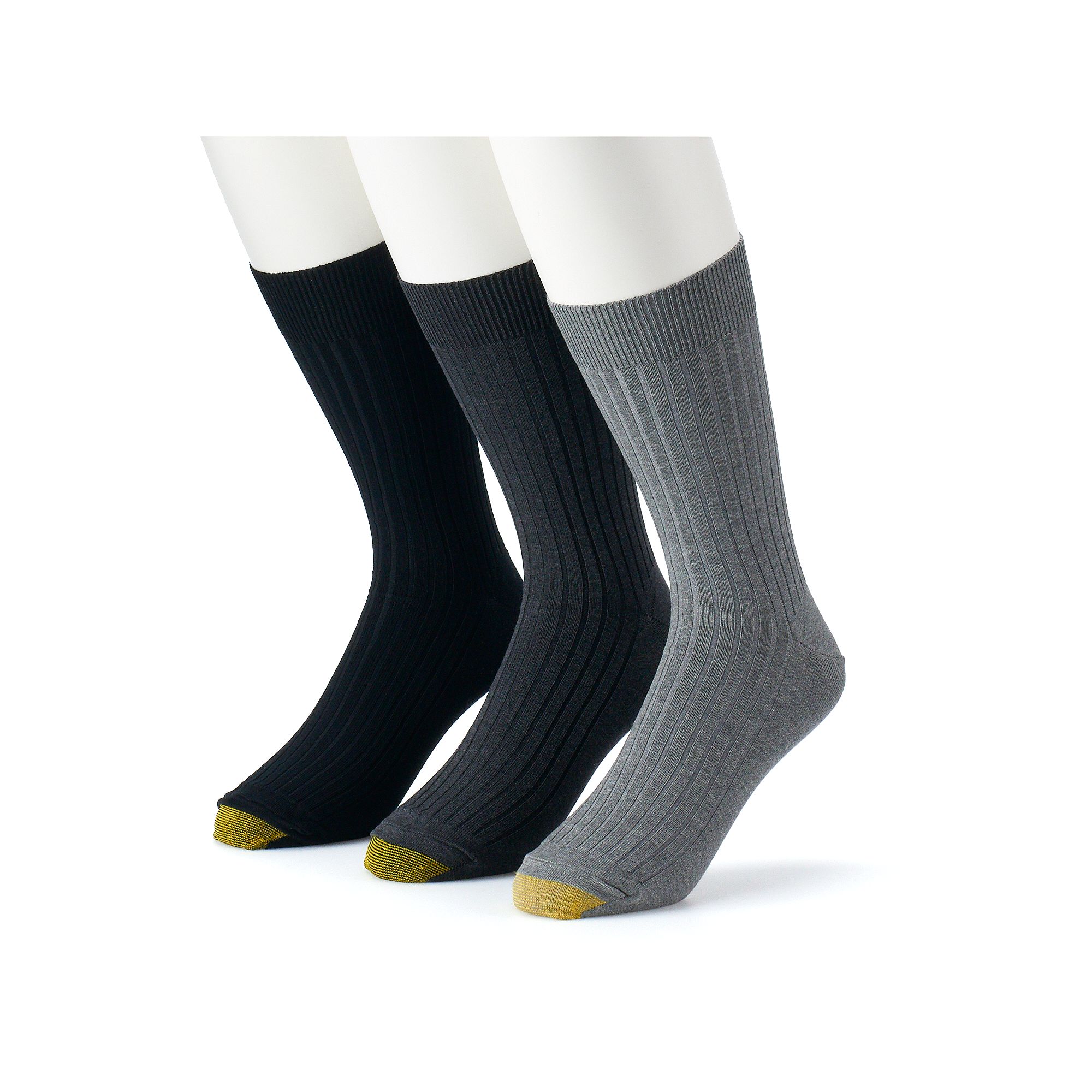 Mens GOLDTOE® 3-pack Canterbury Crew Socks, Size: 6-12, Gray Grey