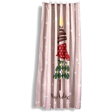 Merry Christmas Shower Curtain Set for Bathroom, 12 Hooks Included (70 x 71 Inches)