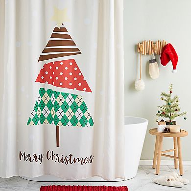 Merry Christmas Shower Curtain Set for Bathroom, 12 Hooks Included (70 ...