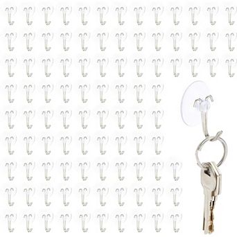 100 pc Removable Mini Suction Cups with Hooks 1-3/4 Inch for Signs Party Décor