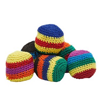 6 Pack Crochet Knitted Juggling Sacks, Footbag Kick Balls for Kids, Adults, Assorted Colors