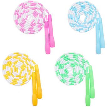 Beaded Jump Ropes for Kids, Skipping Toys in 4 Colors (9.35 Feet, 4 Pack)