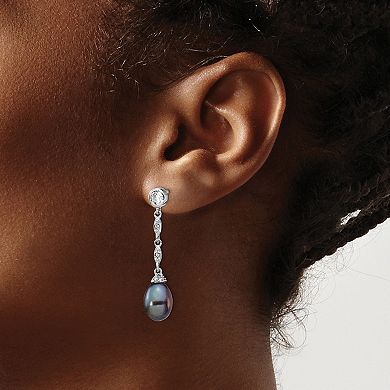 Sophie Miller Sterling Silver Freshwater Cultured Pearl & Cubic Zirconia Earrings