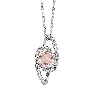 Sophie Miller Sterling Silver Cubic Zirconia & Simulated Morganite Necklace