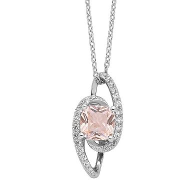 Sophie Miller Sterling Silver Cubic Zirconia & Simulated Morganite Necklace