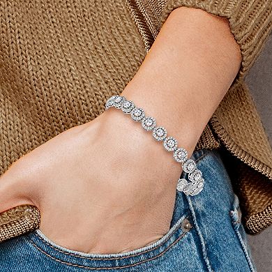 Sophie Miller Sterling Silver Cubic Zirconia Tennis Bracelet