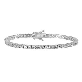 Sophie Miller Sterling Silver Rhodium-Plated Cubic Zirconia Tennis Bracelet