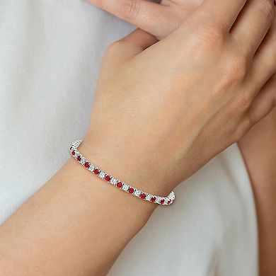 Sophie Miller Sterling Silver Cubic Zirconia & Red Glass Bracelet