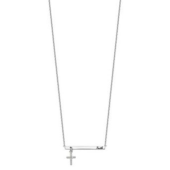 Sophie Miller Sterling Silver Cubic Zirconia Cross Faith Necklace