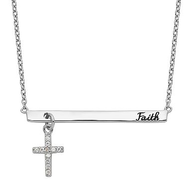 Sophie Miller Sterling Silver Cubic Zirconia Cross Faith Necklace