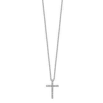 Sophie Miller Sterling Silver Rhodium-Plated Cubic Zirconia Cross Necklace