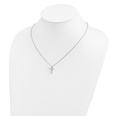 Sophie Miller Sterling Silver Rhodium-Plated Cubic Zirconia Cross Necklace