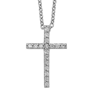 Sophie Miller Sterling Silver Rhodium-Plated Cubic Zirconia Cross Necklace