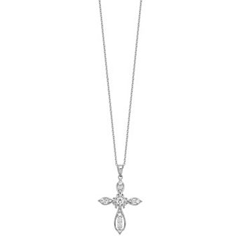 Sophie Miller Sterling Silver Cubic Zirconia Cross Necklace