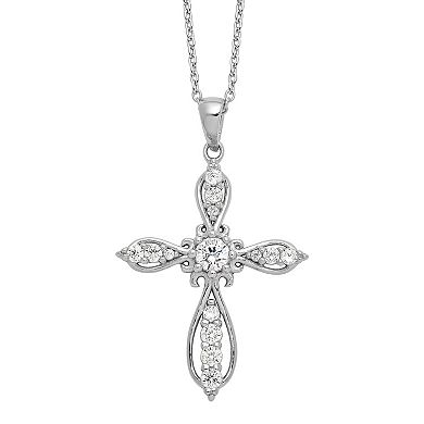 Sophie Miller Sterling Silver Cubic Zirconia Cross Necklace