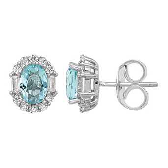 Sophie Miller Sterling Silver Blue Cubic Zirconia Earrings