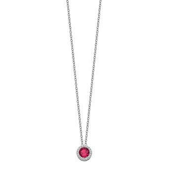 Sophie Miller Sterling Silver Lab-Created Ruby & Cubic Zirconia Necklace