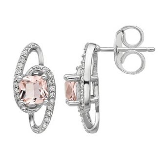 Sophie Miller Sterling Silver Cubic Zirconia & Simulated Morganite Earrings