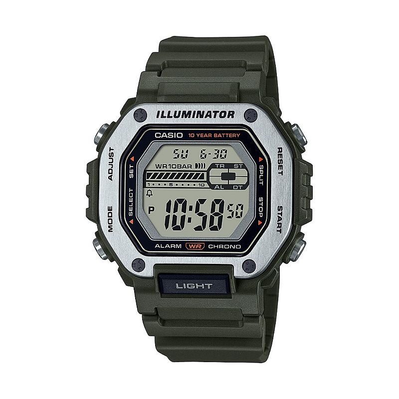 Casio Unisex Illuminator Digital Watch - MWD110H, Men's, Size: XL, Green