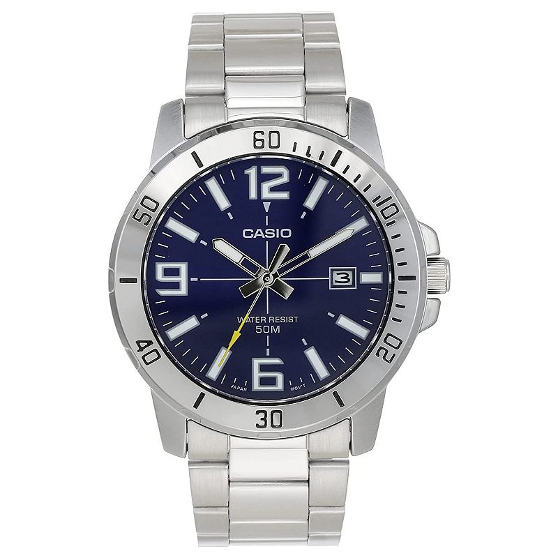 Casio Men's Stainless Steel Diver Analog Bracelet Watch, Size: Large, Blue