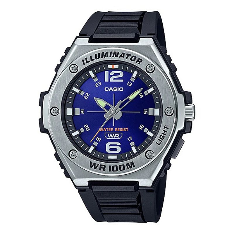 Casio Men's Heavy Duty Illuminator Stainless Steel Bracelet Analog Watch - MWA100H, Size: XL, Blue