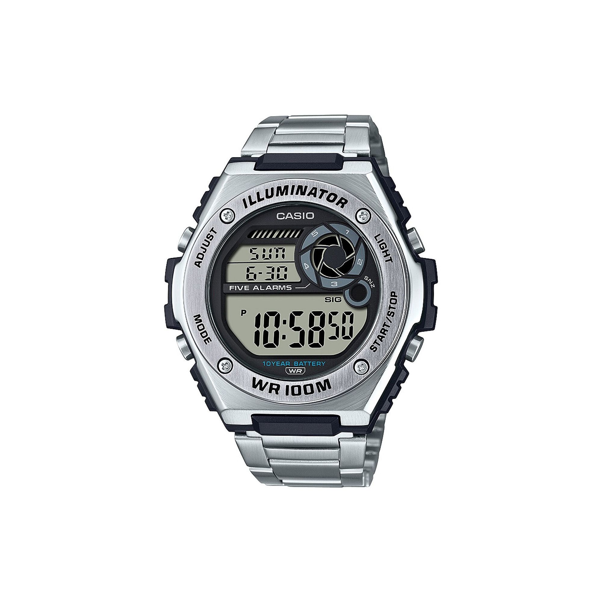 Casio Mens Heavy Duty Illuminator Stainless Steel Bracelet Digital Watch -