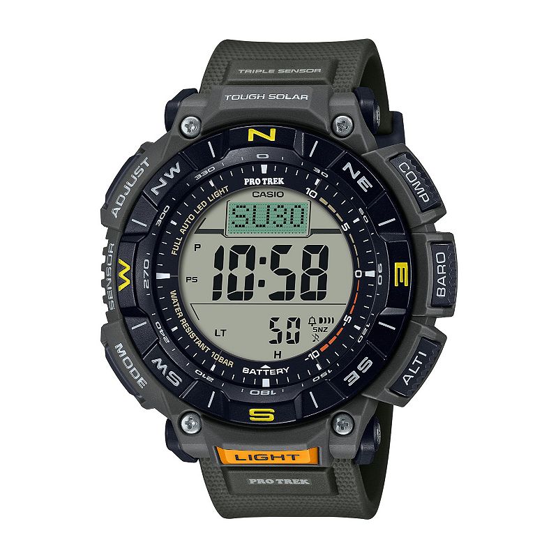 Casio Men's Pro Trek Biomass Tough Solar Atomic Triple-Sensor Titanium Bracelet Watch - PRG340, Size: XL, Green