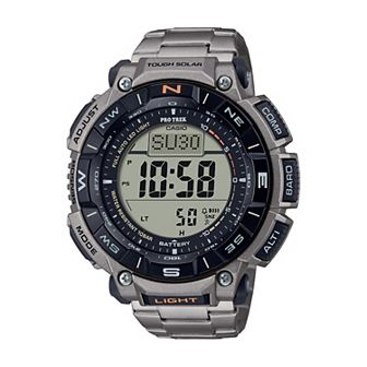 Casio Men's Pro Trek Biomass Tough Solar Atomic Triple-Sensor Titanium Bracelet Watch - PRG340