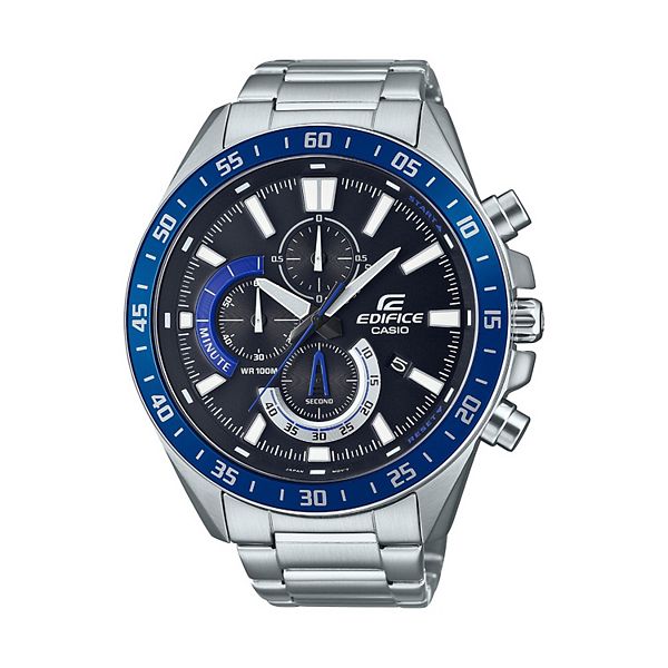 Men's Chrono Blue Bezel Stainless Bracelet Watch - EFV620D-1A2V