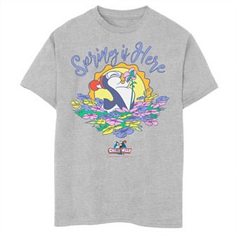 Boys Husky Chilly Willy Smelling Flowers Spring Is Here Graphic Tee
