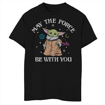 Boys Husky Star Wars The Mandalorian Grogu May The Force Be With You Graphic Tee