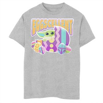 Boys Husky Star Wars The Mandalorian Baby Yoda Easter Egg Flying Pod Graphic Tee