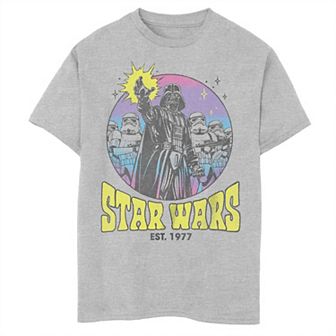Boys Husky Star Wars Darth Vadar Storm Troopers Color Circle Graphic Tee