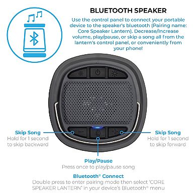 Core 1250L Rechargeable Bluetooth Speaker Lantern with USB Output