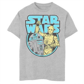 Boys Husky Star Wars C-3PO & R2-D2 Color Pop Star Wars Logo Graphic Tee
